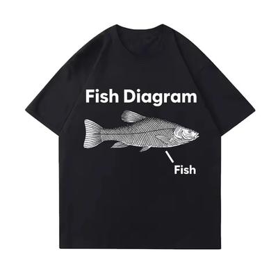 Trend High Quality 100_ Cotton Loose T-shirt Meme Unisex Men Eat Fish Day Teach Fish Life Fun Casual Cotton T-shirt