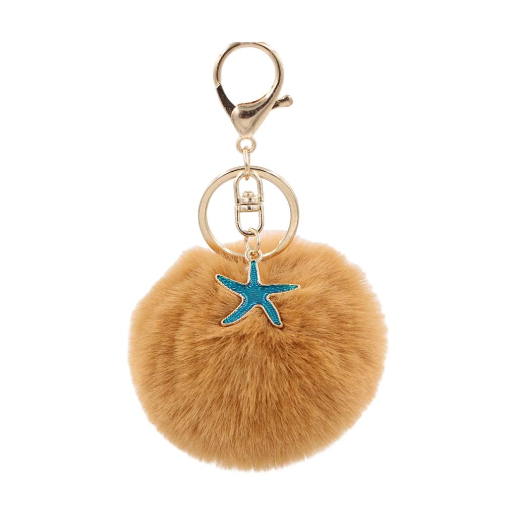 Soft Plush Starfish Keychain Accessory Durable Starfish Furry Sphere Keychain Key Chain Accessory for Fashion Lovers