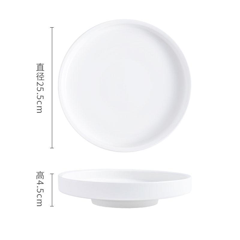 Solid Color Gold Edge Ceramic High Foot Plate Restaurant Flat Plate Dessert Dish Sushi Dish Molecular Cooking Creative Tableware
