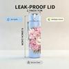 1PC Light Pink Peony Flower Print 750ml Color Plastic Sports Water Bottle Leakproof Flip Straw Lid Suitable for Sports Office Home Use