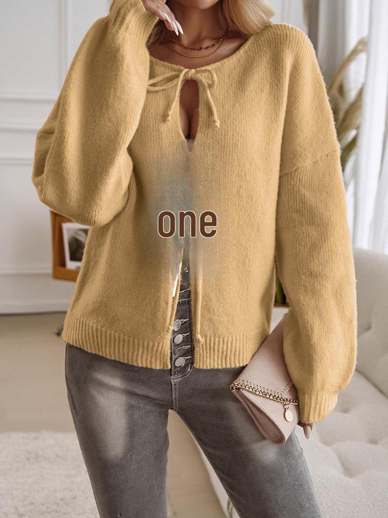 Diyun 2024 Autumn/Winter Women's Casual Lace-Up Cardigan Sweater