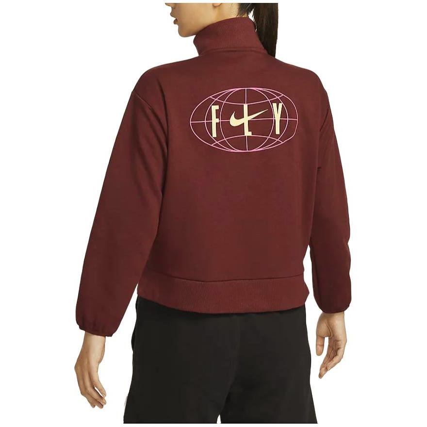 Nike Swoosh Solid Color Stand Collar Half Zip Casual Pullover Sweatshirt Women Sweatshirt Dark-Team-Red FQ4090-619