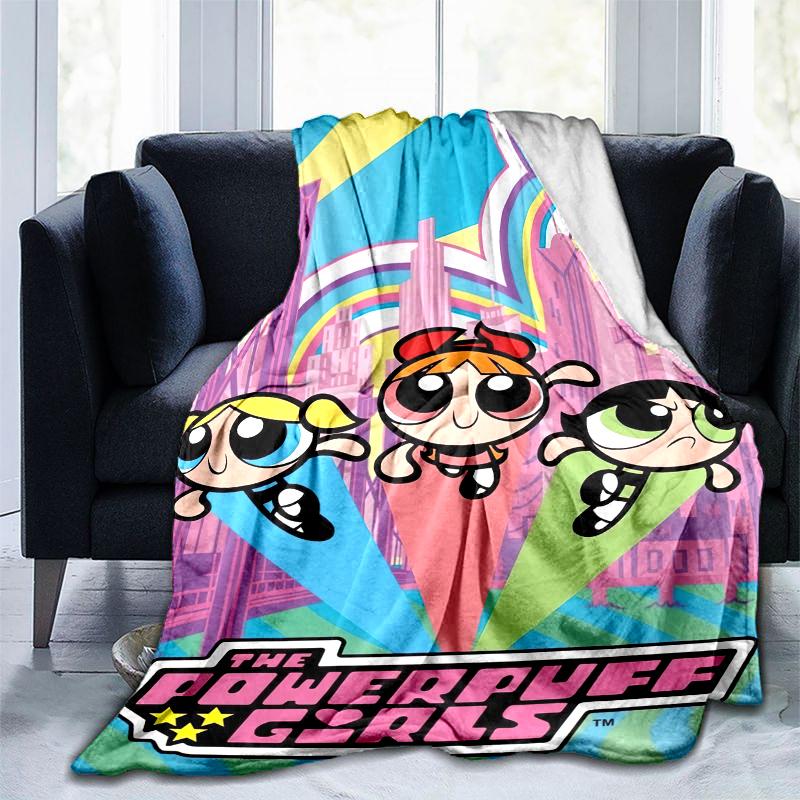 1PC The Powerpuff Girls printed blanket, all season lightweight home office outdoor nap multifunctional blanket A5