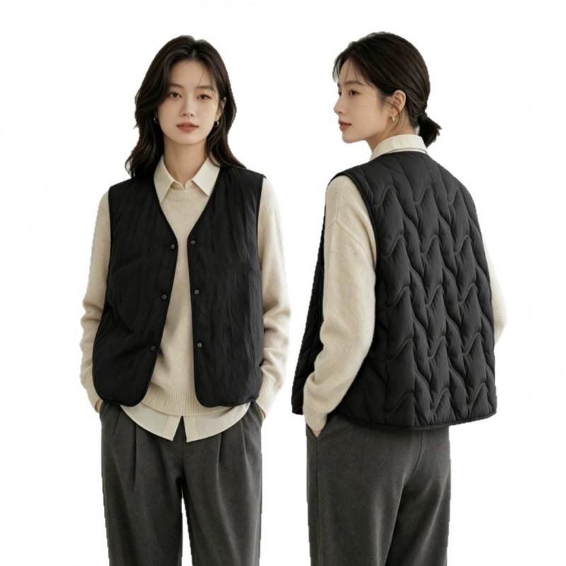 Womens Lightweight Down Vest 2026 Winter Slim Fit V-Neck Inner Layer Double-Sided Wearable