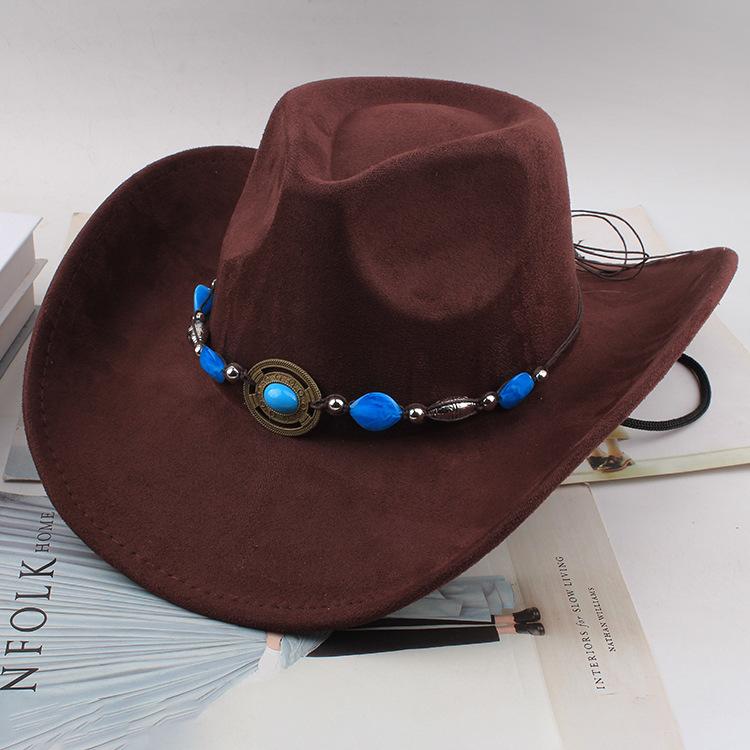 Western Cowboy Style Tibetan Fashion Top Hat Autumn/Winter New Collection Deer Skin Velvet Large Edge Riding Hat