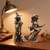 Witch Figurine with Broom Desktop Copper Plated Ornament Craft