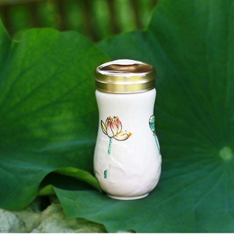 

Qiantangxuan 400ml Hand-Painted Dragonfly Lotus Portable Cup