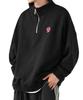 IMPROMES SIDEWAY STANCE Men's Half-Zip Fleece Sweatshirt with Embroidered One-Point Design, Size 70220, Black