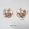 New Chinese Cat's Eye Stone Flower Stud Earrings - Gold-Plated Copper, Three-Dimensional Floral Retro Design