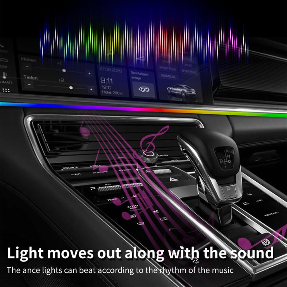 110cm/35cm 2 in 1 Car LED Colorful Atmosphere Lights USB Port Bluetooth Control