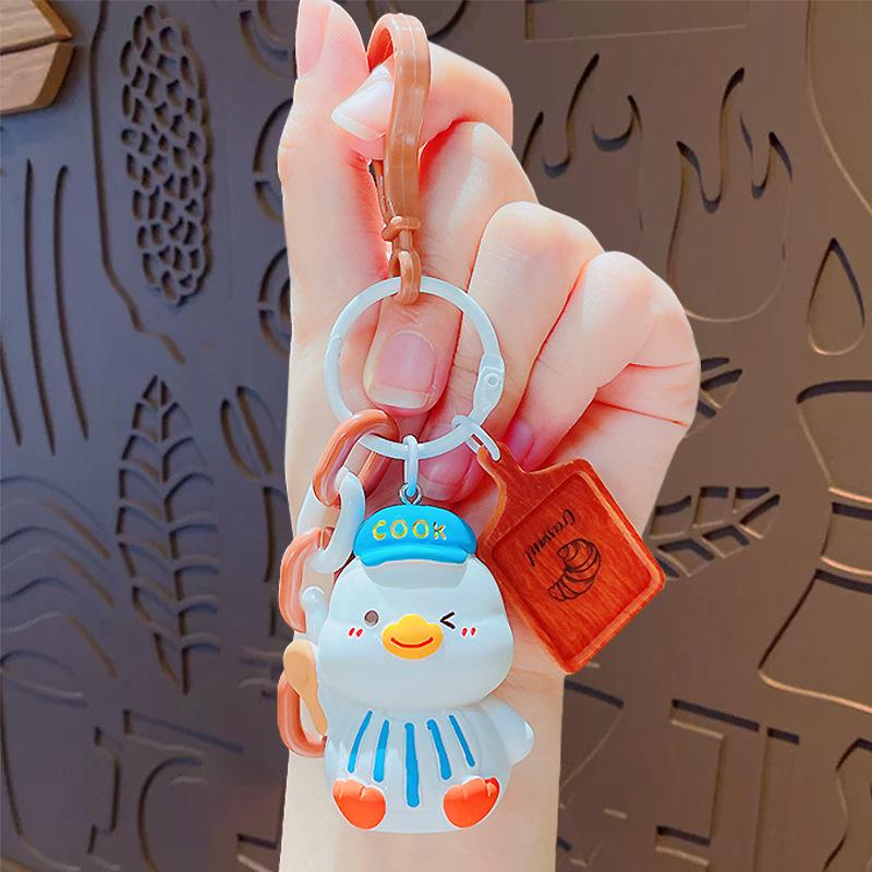 Creative Cartoon Chef Duckling Resin Doll Keychain Cute Bag Pendant Keychain Small Gift