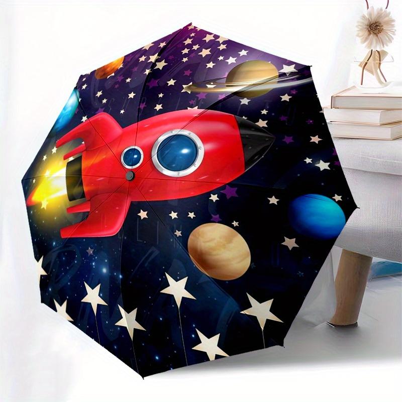 1pc Rocket Galaxy Themed High-quality Umbrella,Automatic Opening and Closing Umbrella,Multi-functional Umbrella G0811130