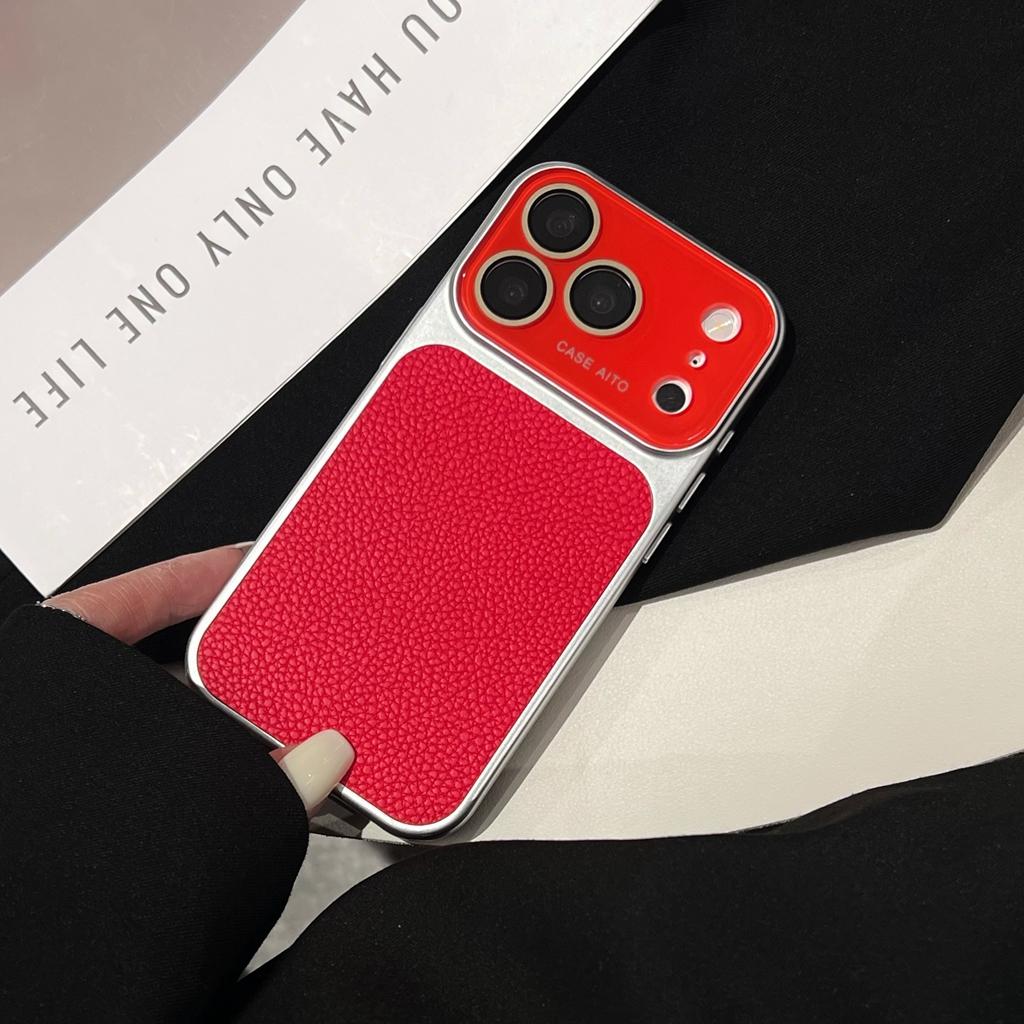 Fashion Advanced Solid Color Litchi Pattern Texture Case for iPhone 17 16 15 14 Pro Max Shockproof Protective Phone Cover