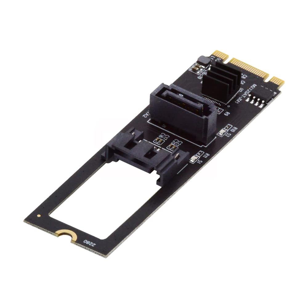 NFHK NGFF Key B+M PCI Express to SATA 3.0 6Gbps Dual Port VerticalHorizontal Adapter Converter Hard Drive Expansion Card JMB582 2280