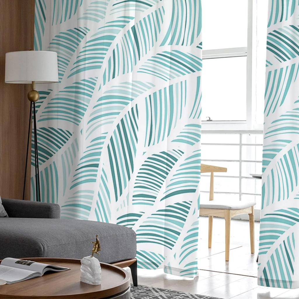 Abstrakt strand textur sommar sovrum transparent skira gardiner Holiday dekoration fönster Voile tyll gardin