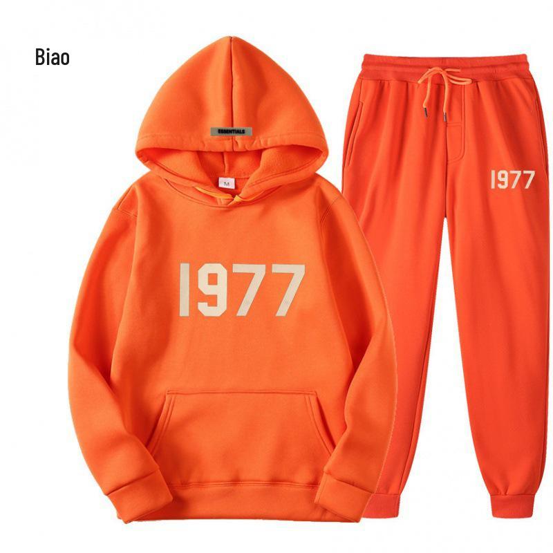 ESSENTIALS Double Line High Street Fleece Hoodie Set 1977 Trendy Casual Loose Fit.