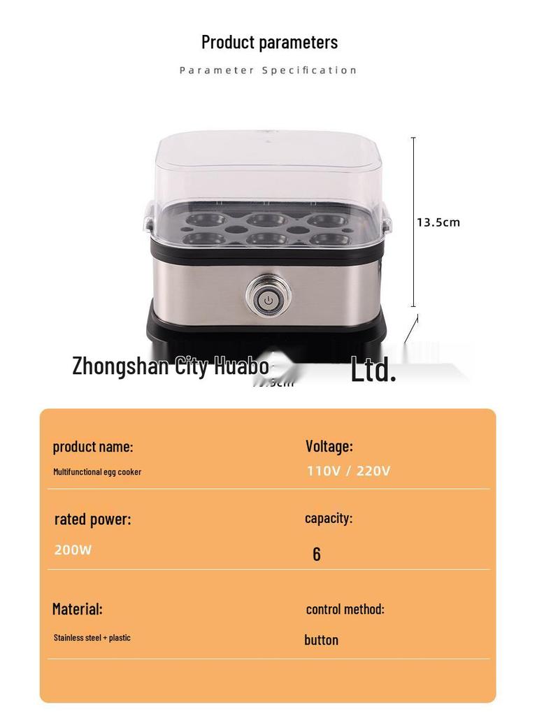 Compact Stainless Steel Multifunctional Egg Cooker for Steamed Eggs - Portable Kitchen Breakfast Machine
