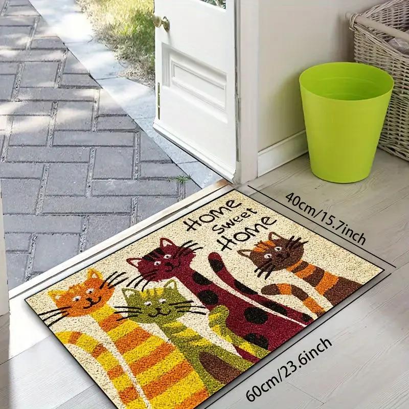 Cat's Sweet Home Pattern Mat Welcome Floor Decor Carpet Non-slip Easy To Clean Area Rug Living Room Household Washable Doormats