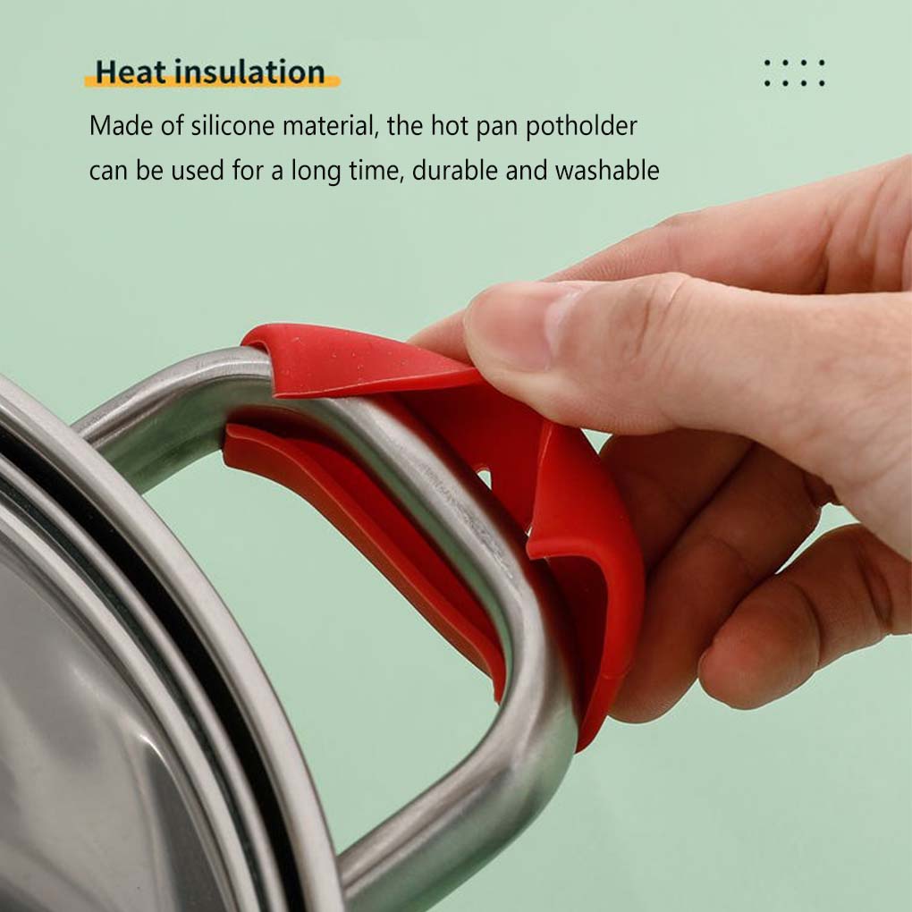 Lot de 2 Maniques en Silicone Résistantes à la Chaleur Couvre-Poignée Latérale d'Oreille de Poêle de Cuisine Aide à la Cuisson Protecteurs de Manchon d'Ustensiles de Cuisine