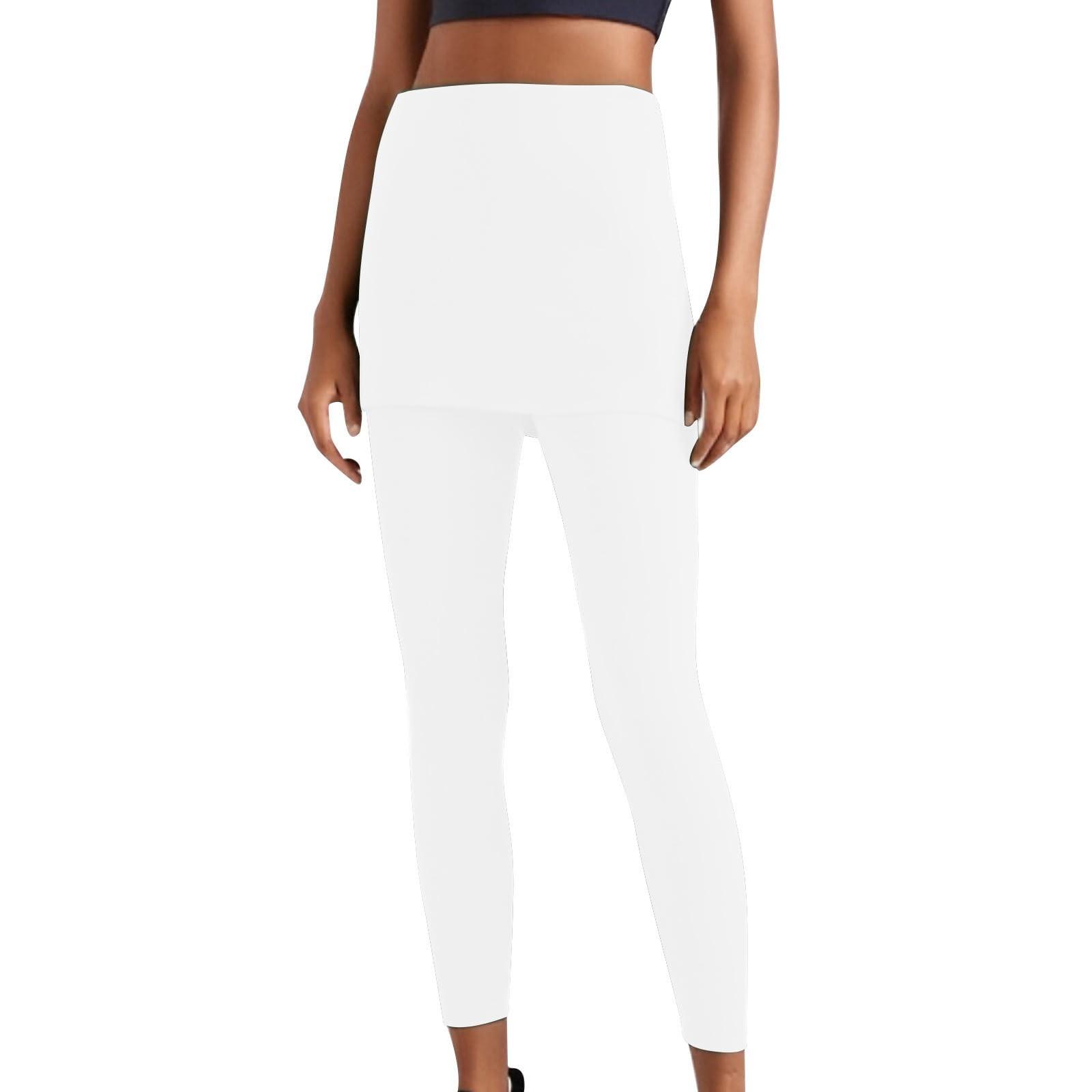 

Жіноча модна одноколірна еластична поясна сумка на стегнах, підроблені легінси з двох частин, повсякденні штани XS білий