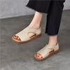 Sandale plate confortabile din piele naturală, pantofi casual cu vârf deschis, versatili pentru femei