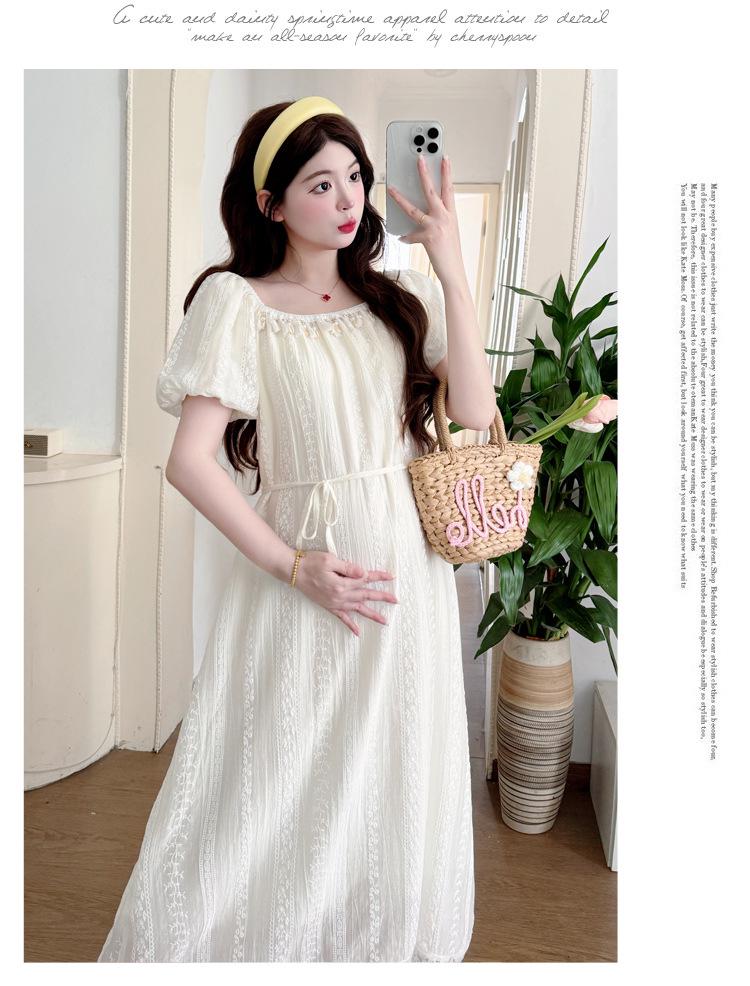 Trendy Maternity Midi Dress - Stylish, Loose Summer Outfit for Moms
