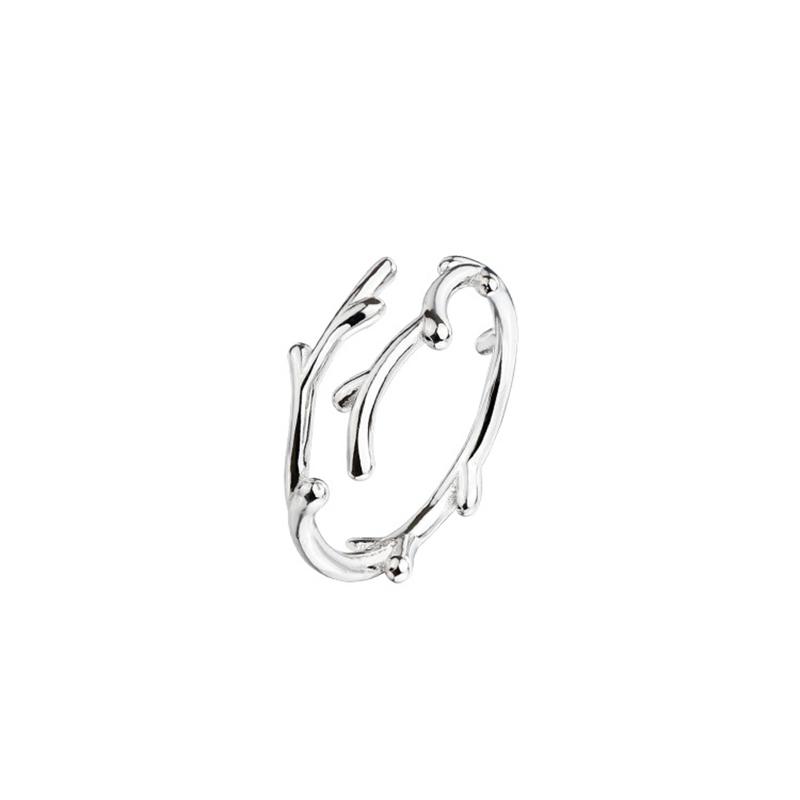 New 925 Sterling Silver Branch Shape Ring Personality Charm Simple Style Ring Party Gift for Women Exquisite Jewelry