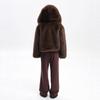 Women Thickened Hooded Brown Faux Fox Fur Winter Warm Coat
