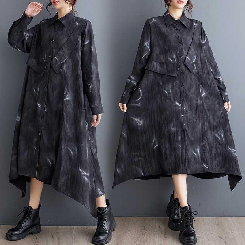 

Новые свободные тонкие литературные платья миди с нерегулярной вставкой One Size