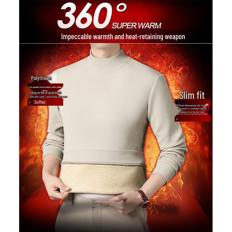 Romon Men's Thermal Fleece Mock Neck Pullover Sweater BYB88