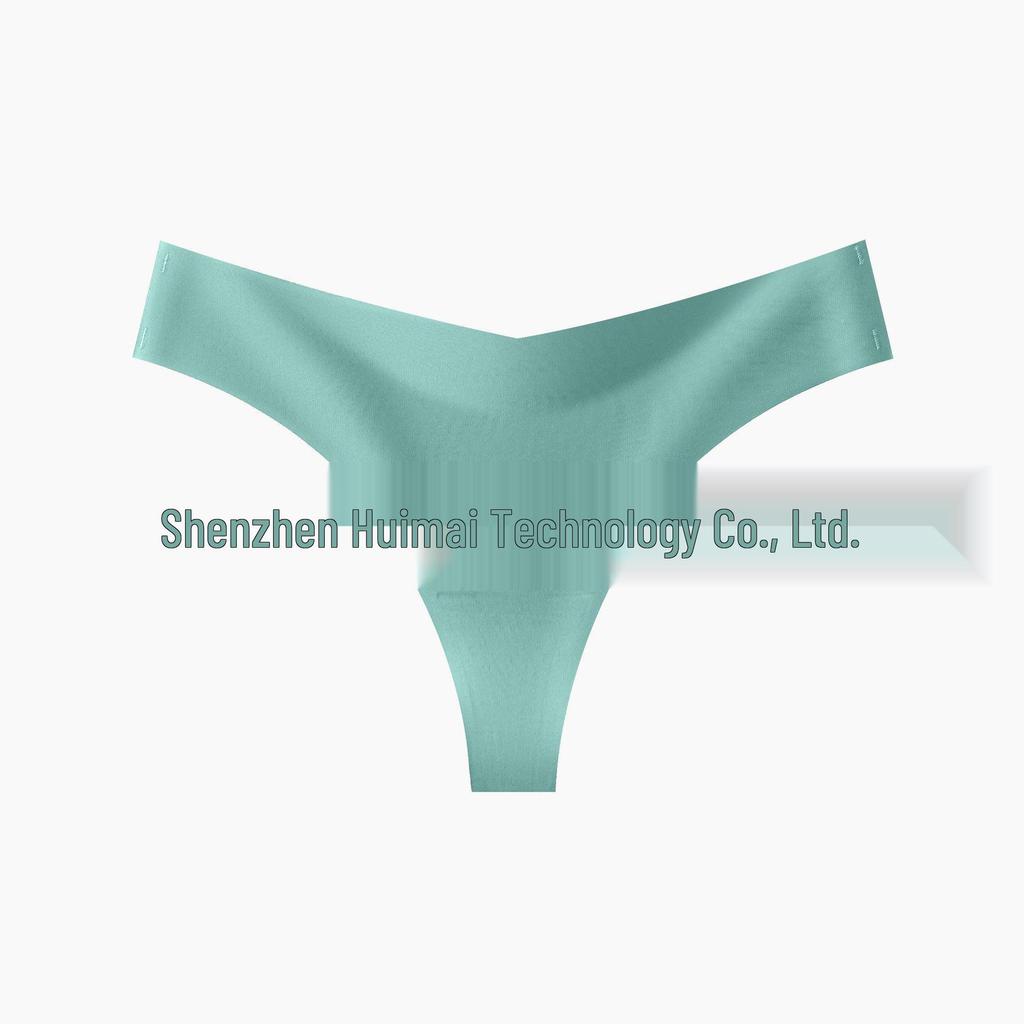 Women’s Plus Size Seamless Low-Waist Ice Silk Thong with Breathable Cotton Crotch