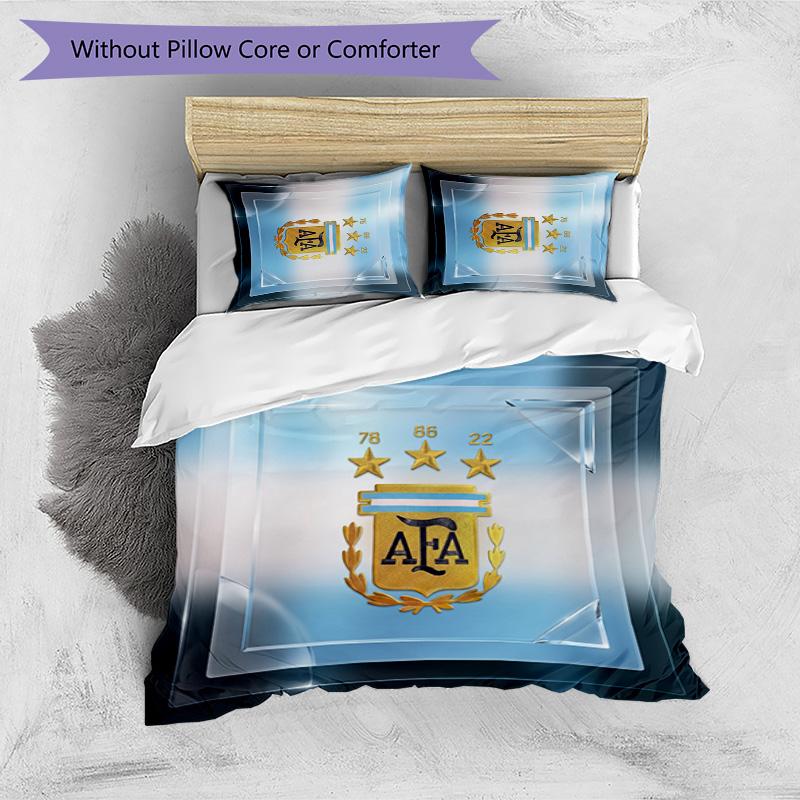 Set Biancheria da Letto Stampata Calcio Argentina 3 Pezzi Copriletto Traspirante Accogliente come Regalo per Inaugurazione Casa o Festa
