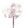 10PCS Happy Mother's Day Acrylic Cake Toppers Art Fonts Design Gold Rosegold Love Heart Cupcake Toppers Flag Party Decoration