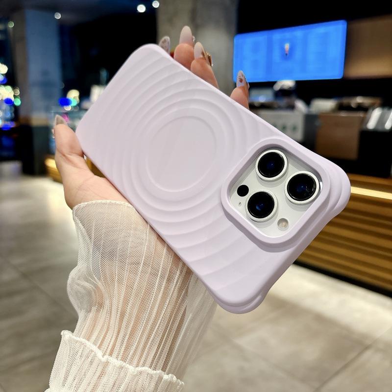 Apple 17 Pro Max Magnetic Phone Case, Liquid Silicone, Ripple Texture, Full Coverage, Anti-Drop, Fits Apple 16.