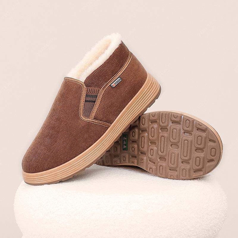 Men's Winter Warm Velvet-Lined Anti-slip Cloth Shoes for Dad