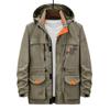 Men's Mid-Length Hooded Outdoor Jacket - Autumn/Winter, Plus Velvet, Multi-Pocket, Loose Fit