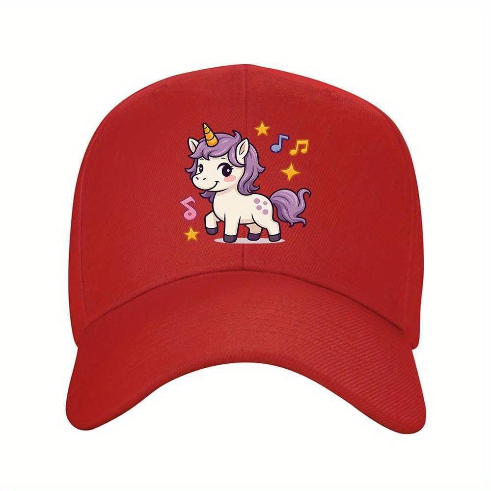 Cute Unicorn Music Print Baseball Cap Dreamy Sweet Style Adjustable Travel Hat