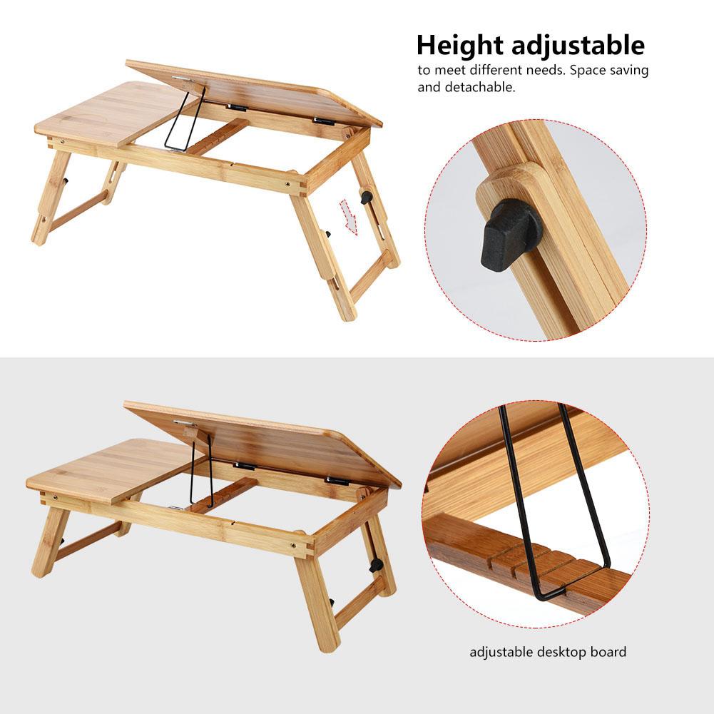 Taşınabilir Katlanabilir Ahşap Bambu Bilgisayar Dizüstü Bilgisayar Masası Kanepe Yatak Dizüstü Bilgisayar Standı 50*30