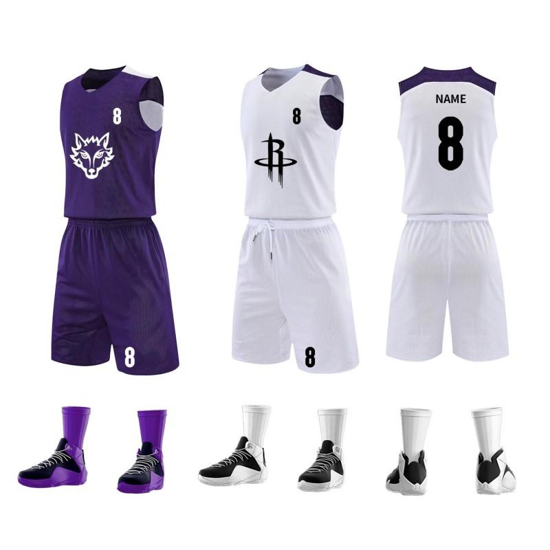 Reversible Basketball Jersey Set Kids Boys Youth Team Sport Uniform Breathable Athletic Tank Top