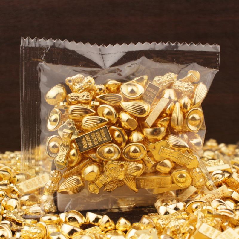 Gold Sand Alloy Ingot Basin Ornament for Wealth Attraction & Home Gifts