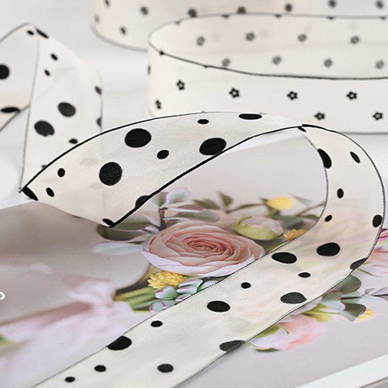 

1 рулон подарочной упаковки, аксессуары, цветочный флокированный шифон в горошек, упаковочный материал, лента из органзы