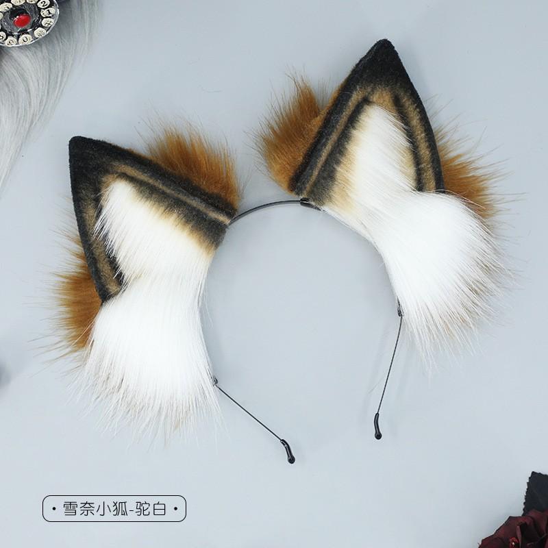 Handmade Plush Fox Ears Headband Cosplay Accessory Anime Convention Cute Animal Ear Hairband Unisex