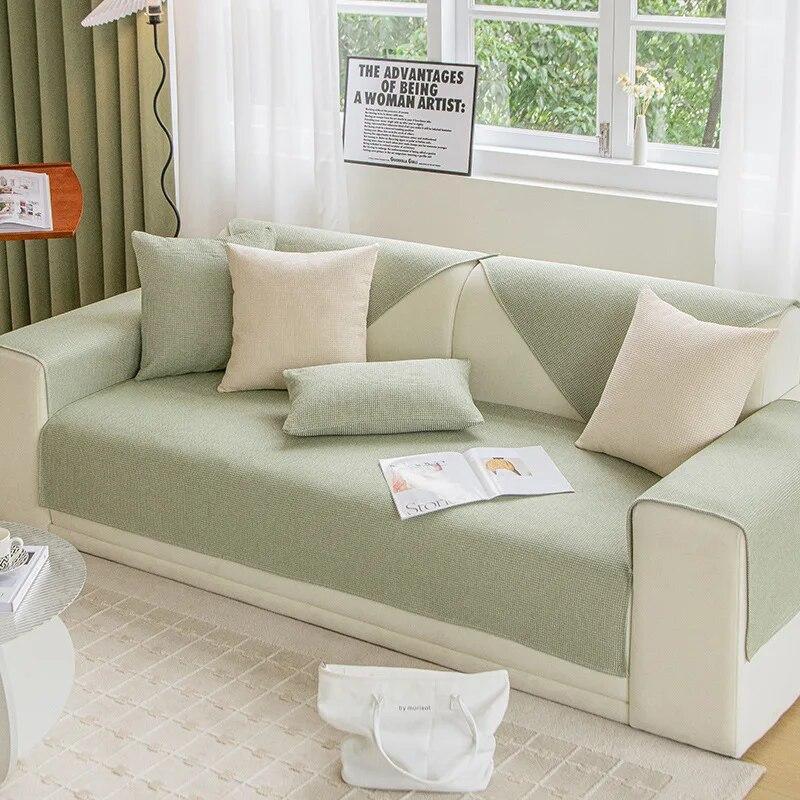 Våfflad sofföverdrag Fyra säsonger Universellt Rutigt Halkfritt Vardagsrumssofföverdrag Mode Enkelt Lätt Lyx Soffkuddsöverdrag
