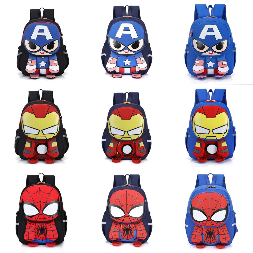 Spider Man Kids Backpack Cartoon Nylon Lightweight School Bag With Cushion Straps For Boys And Girls