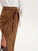 Elegant Women's Suede Skirt with Lace-up Knot - Solid Color, Spring/Autumn Collection
