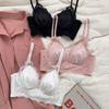 Triangle Cup Natal Thin Underwear Women's Big Breasts Show Small and Thin Lace Bra Sexy Pure Desire Without Steel Ring
