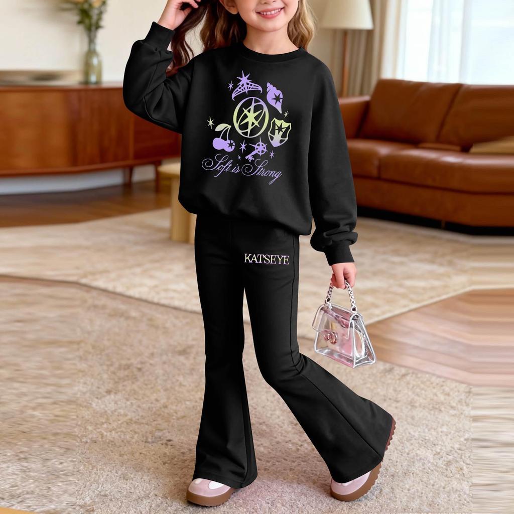 Infant Newborn Baby Girls Boys Loose Print T-shirt+Pants Print Outfits Set