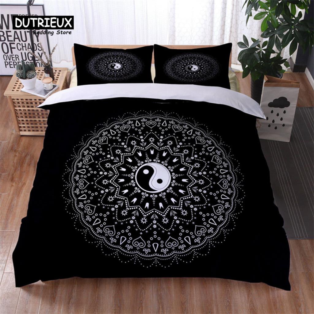 Bohemian Geometric Pattern Bedding Set Dragonfly Chic Mandala Floral Duvet Cover With Pillowcases For Kids Adults Bedroom Decor