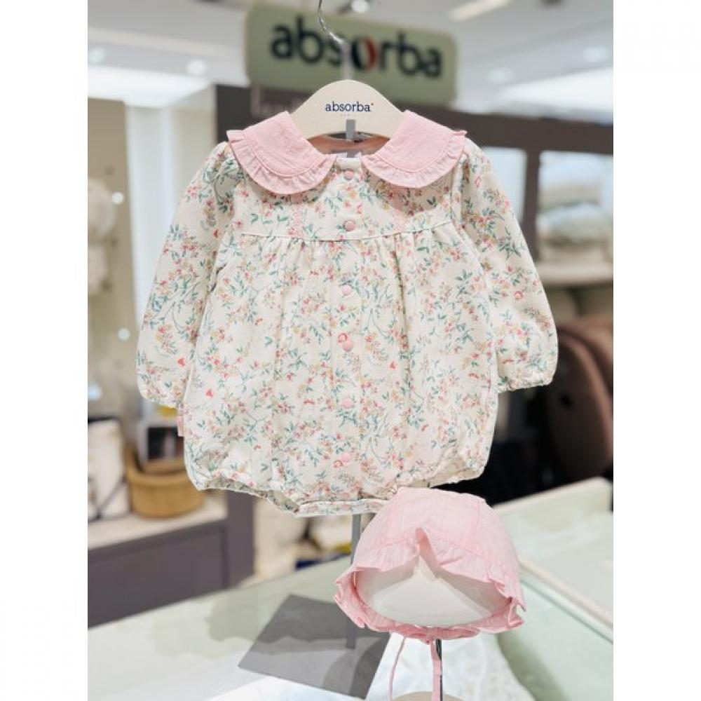 Absorba Lil Romper + Hat Set Pink  A1122301a Pink/75(2-6M)