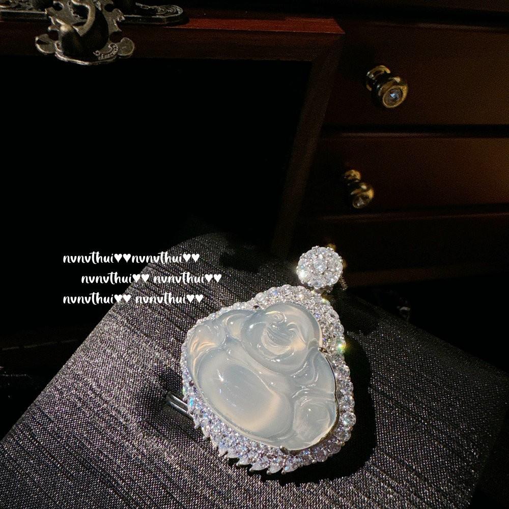 Lychee Frozen White Chalcedony Leaf Gem Necklace, Water Spirit, Plated 18K Gold, White Chalcedony Ruyi Zircon Necklace